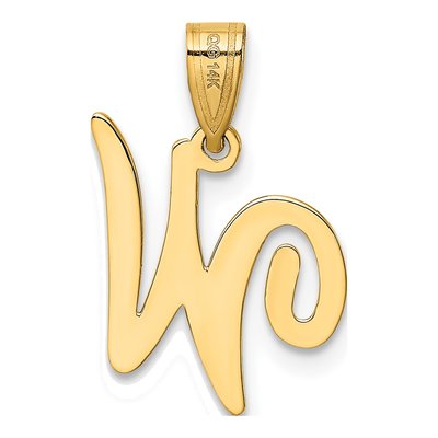 14K Yellow Gold Script Letter W Pendant – view 4