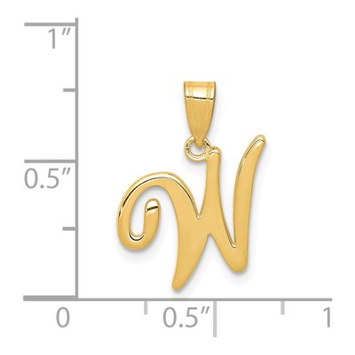 14K Yellow Gold Script Letter W Pendant – view 5