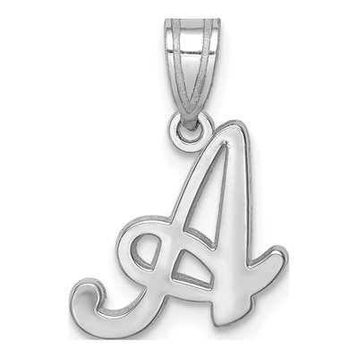 14K White Gold Script Letter A Pendant