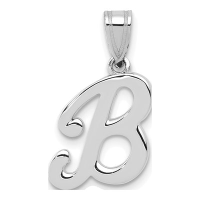 14K White Gold Script Letter B Pendant