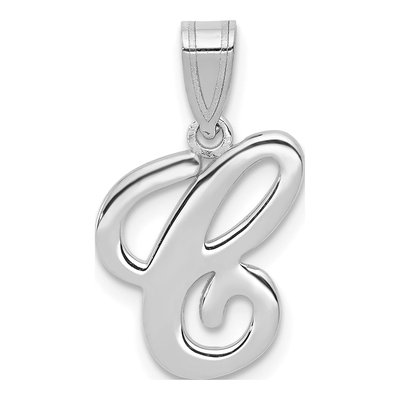 14K White Gold Script Letter C Pendant