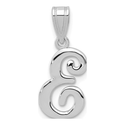 14K White Gold Script Letter E Pendant