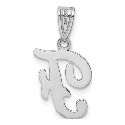 14K White Gold Script Letter F Pendant – view 4