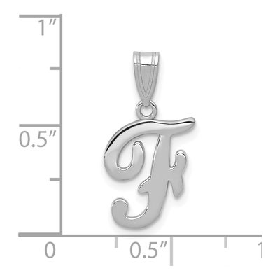 14K White Gold Script Letter F Pendant – view 5