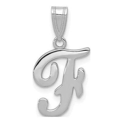 14K White Gold Script Letter F Pendant