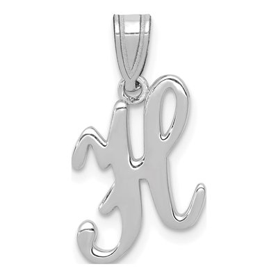 14K White Gold Script Letter H Pendant