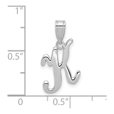 14K White Gold Script Letter K Pendant – view 5