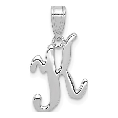 14K White Gold Script Letter K Pendant