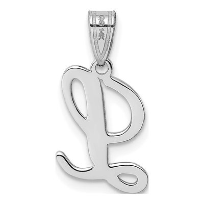 14K White Gold Script Letter L Pendant – view 4