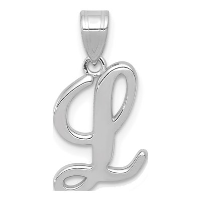 14K White Gold Script Letter L Pendant