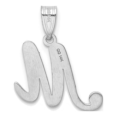 14K White Gold Script Letter M Pendant – view 4