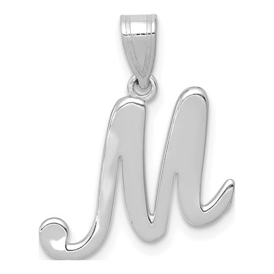 14K White Gold Script Letter M Pendant