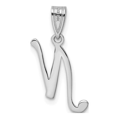 14K White Gold Script Letter N Pendant – view 3