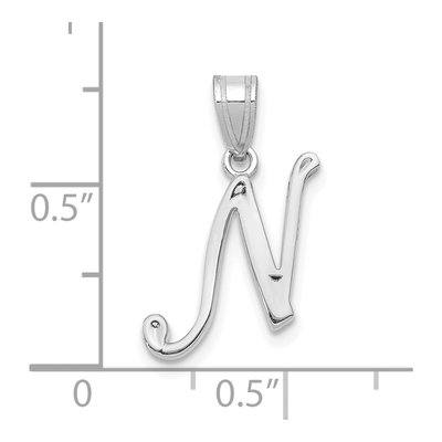 14K White Gold Script Letter N Pendant – view 4