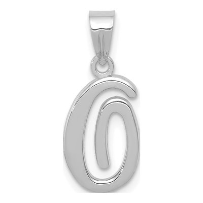 14K White Gold Script Letter O Pendant
