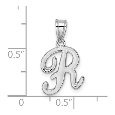14K White Gold Script Letter R Pendant – view 5
