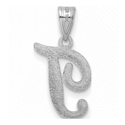 14K White Gold Script Letter T Pendant – view 4
