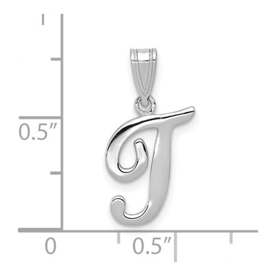 14K White Gold Script Letter T Pendant – view 5