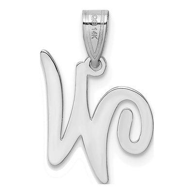 14K White Gold Script Letter W Pendant – view 3
