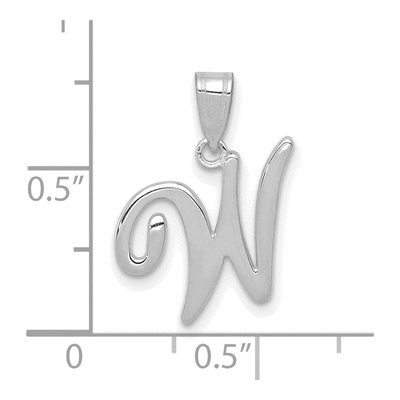 14K White Gold Script Letter W Pendant – view 4