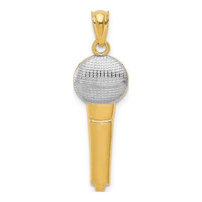 14K Yellow Gold Microphone Pendant