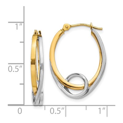 14K Two-Tone Gold Oval Hoop Earrings – view 5