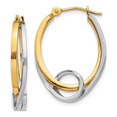 14K Two-Tone Gold Oval Hoop Earrings