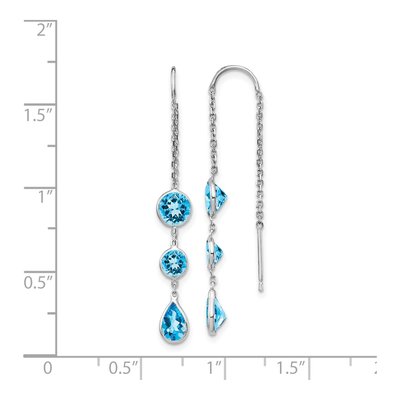14K White Gold Swiss Blue Topaz Threader Earrings – view 5