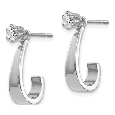 14K White Gold 21mm CZ Hoop Earrings – view 4