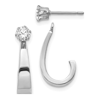 14K White Gold 21mm CZ Hoop Earrings