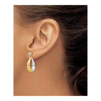 14K Yellow Gold CZ Oval Dangle Earrings – view 5