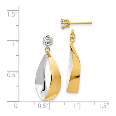 14K Yellow Gold CZ Oval Dangle Earrings – view 6