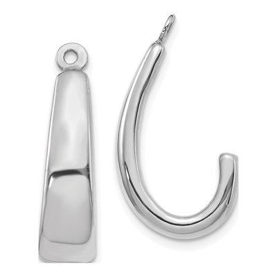 14K White Gold 22mm J- Hoop Earrings
