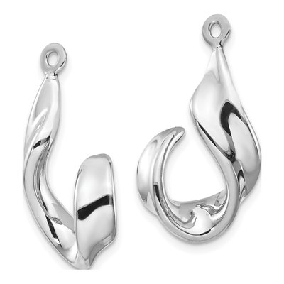 14K White Gold 27mm Twisted J- Hoop Earrings – view 4