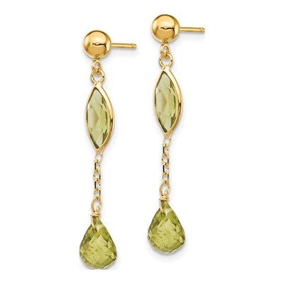 14K Yellow Gold Peridot Natural Dangle Earrings – view 3