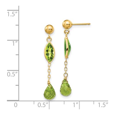 14K Yellow Gold Peridot Natural Dangle Earrings – view 5