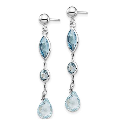 14K White Gold Swiss Blue Topaz & Sky Blue Topaz Dangle Earrings – view 3
