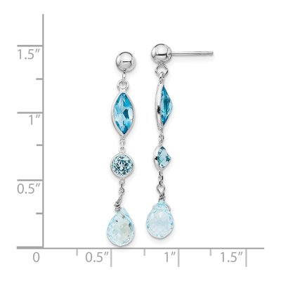 14K White Gold Swiss Blue Topaz & Sky Blue Topaz Dangle Earrings – view 5