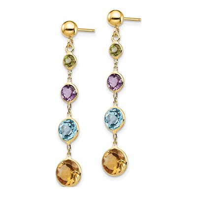 14K Yellow Gold Peridot Dangle Earrings – view 3