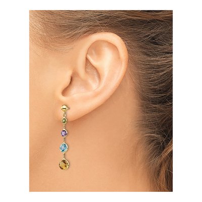 14K Yellow Gold Peridot Dangle Earrings – view 4