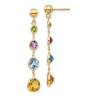 14K Yellow Gold Peridot Dangle Earrings