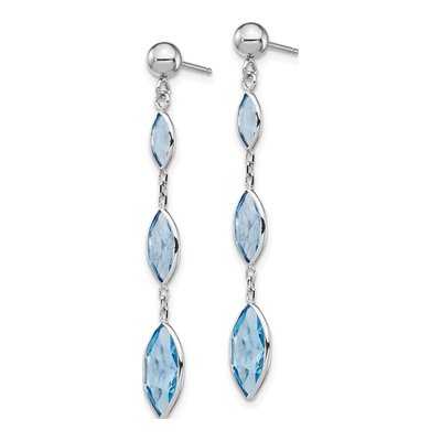 14K White Gold Swiss Blue Topaz Marquise Dangle Earrings – view 3