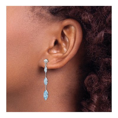 14K White Gold Swiss Blue Topaz Marquise Dangle Earrings – view 4