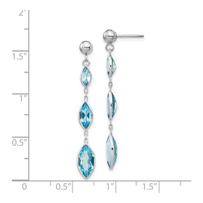 14K White Gold Swiss Blue Topaz Marquise Dangle Earrings – view 5