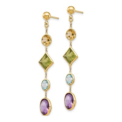 14K Yellow Gold Multi-Gemstone Dangle Earrings – view 2