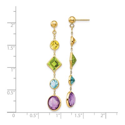 14K Yellow Gold Multi-Gemstone Dangle Earrings – view 4