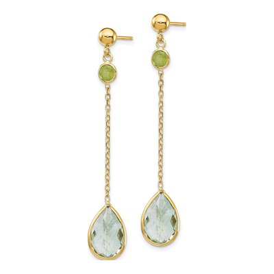 14K Yellow Gold Peridot Dangle Earrings – view 3