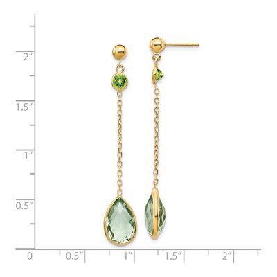 14K Yellow Gold Peridot Dangle Earrings – view 5
