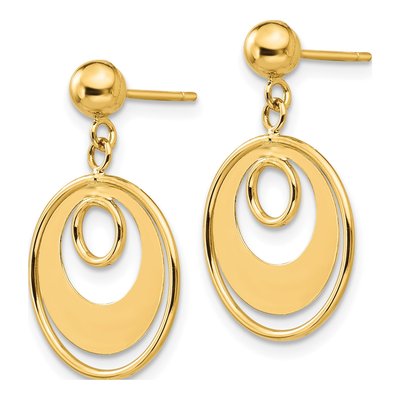 14K Yellow Gold Circle Dangle Earrings – view 3