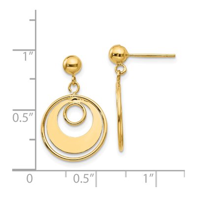 14K Yellow Gold Circle Dangle Earrings – view 5